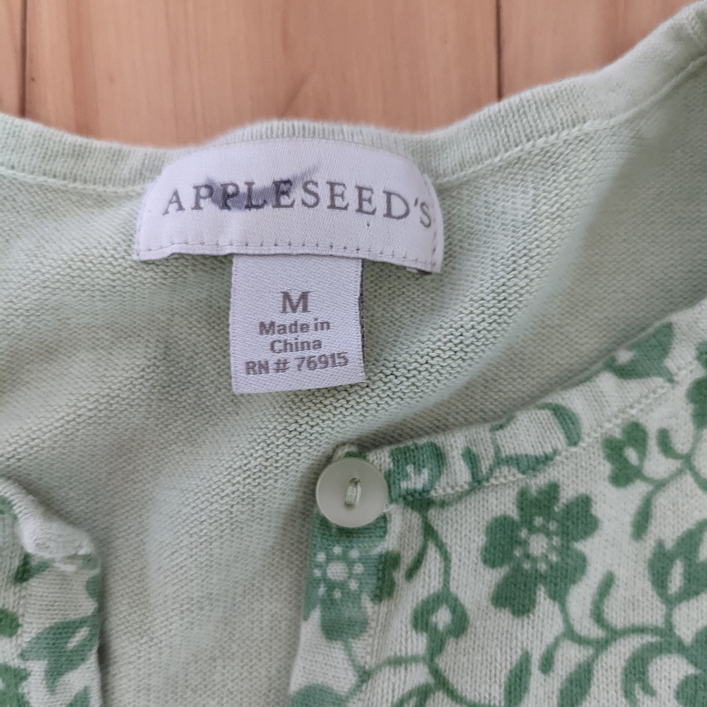 Green, cotton cardigan by Appleseed's